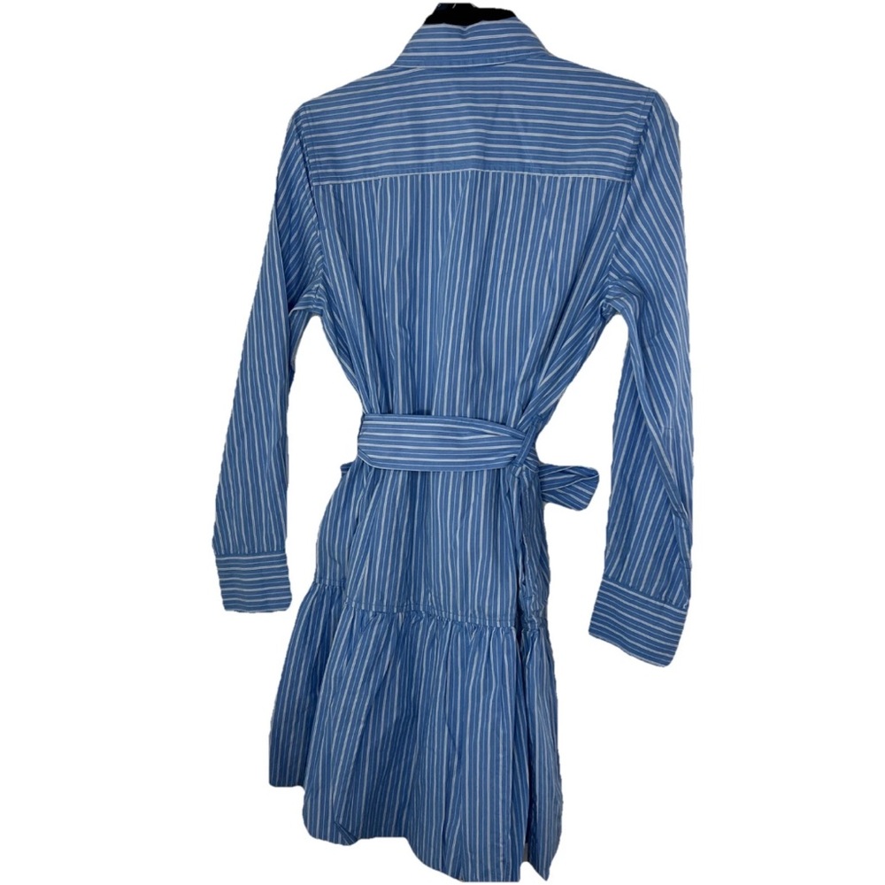Nwt Free Assembly Cotton Dress Mini Bubble Hem Belted Long Sleeves Dress XL Blue - Picture 7 of 7